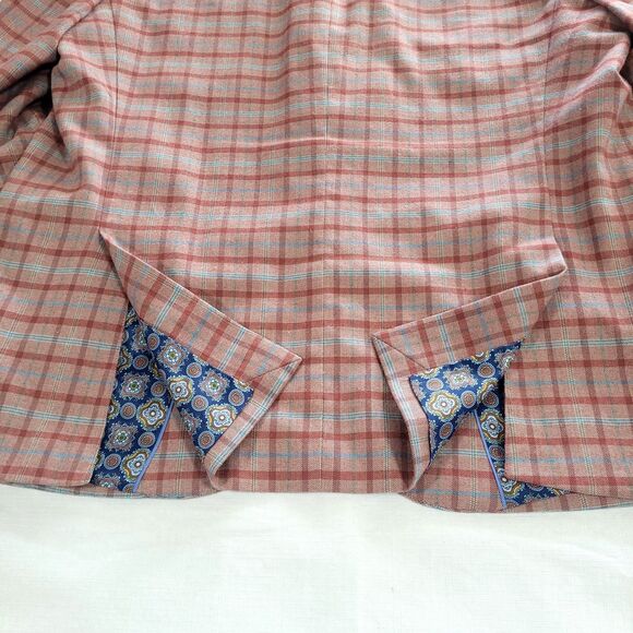 Plaid 2 Button Tailorbyrd Sportscoat Burnt Orange 46R Blazer Stretch Fabric Prep - Picture 14 of 16